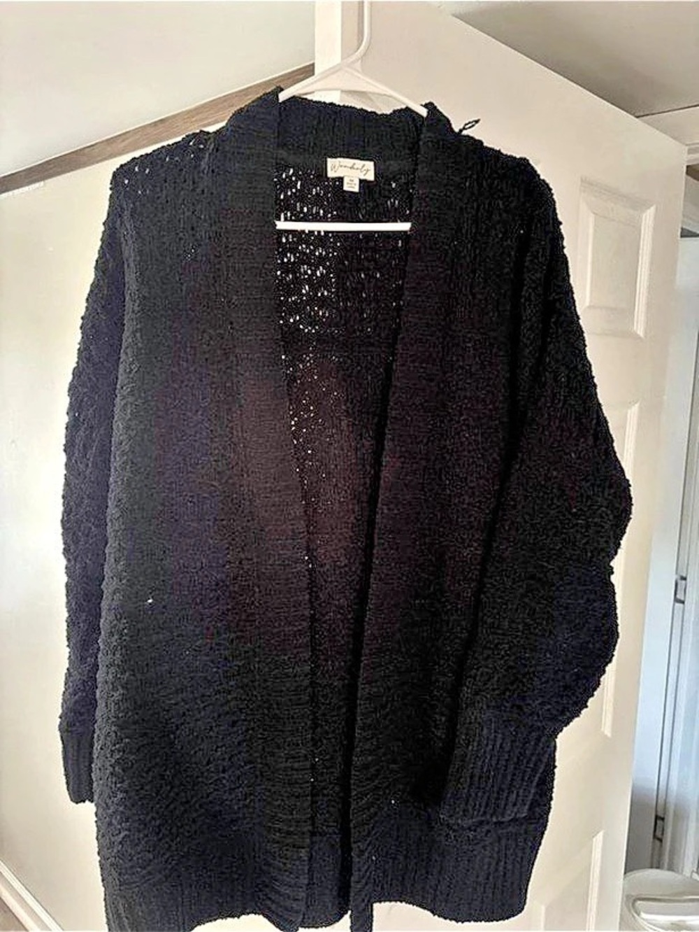 Wonderly Black Open Front Cardigan